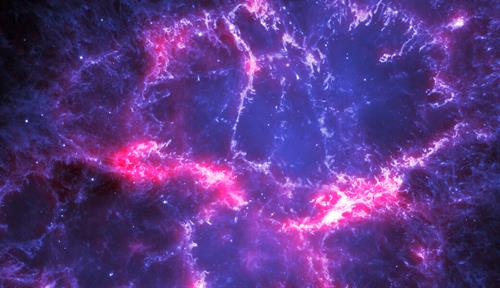 Image combines views from ESA’s Herschel Space Observatory and the NASA/ESA Hubble Space Telescope of the Crab Nebula, revealing the supernova remnant in both visible wavelengths and the far-infrared.